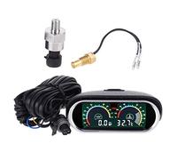 Buwei 2 funzioni 12v / 24v Universale per Camion manometro Olio Auto + misuratore Temperatura Acqua misuratore 10mm M10 1/8 NPT sensore indicatore Carburante