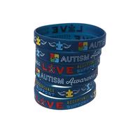 Buwei La consapevolezza dei Braccialetti di consapevolezza dell'autismo 6Pcs Crea Il Braccialetto Blu del Silicone di Cambiamento