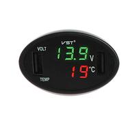 Buwei Termometro LED Digitale per Auto Voltmetro Caricabatteria USB per Auto Indicatore di Temperatura del Monitor della Batteria