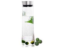 Buwico Caraffa D'Acqua Classica Bottiglia Di Succo Di Caraffa Con Coperchio In Acciaio Inossidabile Vetro Borosilicato, Brocca Di Tè Freddo 1,5L