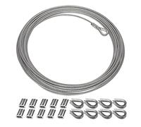 BuxiuGK 10 Metri Cavo Acciaio Inox 2mm,Sospensione per Cavi in Acciaio Inossidabile 304 con 10 Maniche Crimpanti in Alluminio e 8 Anelli Triangolari in Acciaio Inox M2