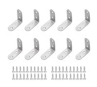 BuxiuGK 10 Pezzi Staffa Angolare a 90 Gradi con 40 Viti in Acciaio Inossidabile per Mensola di Legno Tavolo Sedia,40x40x16mm,Argento