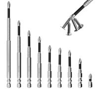 BuxiuGK 9 Pezzi Punte Avvitatore Magnetiche in acciaio K5 25-150mm,Antiscivolo Punte Magnetiche per Cacciavite,Codolo Esagonale 1/4"