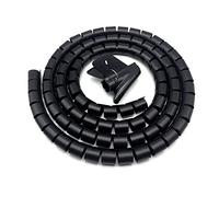BuxiuGK Spirale Avvolgi Cavo Flessibile,Guaina Spiralata per Cavi 28mm x 2m con Inseritore,per TV Wire Computer Cable su casa o Ufficio -Nero
