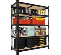 BuxWellBang Scaffali in metallo resistente, 91,4 x 40,6 x 182,9 cm (larghezza x profondità x altezza), 5 ripiani, regolabili, per garage, magazzini, dispense, cucina, nero