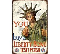 Buy A Liberty Bond 1917 - World War I - Poster di propaganda 20,3 x 30,5 cm vintage metallo latta segno guerra segno militare segno militare Seconda Guerra Mondiale Taya-4