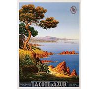 BUY ART FOR LESS Poster con stampa artistica vintage de La Cote d'Azur Riviera by M. Tamgry, 36 x 24 cm