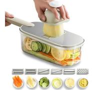 Buy It Once | Mandolina per Verdure Professionale in acciaio inox | Affetta Verdure Manuale | Taglia Regolabile con 6 Lame e Contenitore