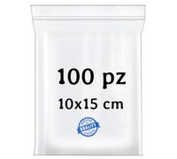 BUY SAFE - Sacchetti Plastica Richiudibili, Sacchetti Ermetici per Alimenti, Vestiti e Oggetti con Chiusura a Cerniera, Buste Trasparenti Richiudibili Resistenti e Riutilizzabili, 10x15-100 Pz