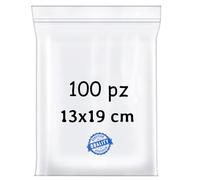 Buy Safe - Sacchetti Plastica Richiudibili, Sacchetti Ermetici per Alimenti, Vestiti e Oggetti con Chiusura a Cerniera, Buste Trasparenti Richiudibili Resistenti e Riutilizzabili, 13x19-100 Pz