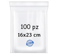 BUY SAFE - Sacchetti Plastica Richiudibili, Sacchetti Ermetici per Alimenti, Vestiti e Oggetti con Chiusura a Cerniera, Buste Trasparenti Richiudibili Resistenti e Riutilizzabili, 16x23-100 Pz