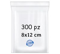 BUY SAFE - Sacchetti Plastica Richiudibili, Sacchetti Ermetici per Alimenti, Vestiti e Oggetti con Chiusura a Cerniera, Buste Trasparenti Richiudibili Resistenti e Riutilizzabili, 8x12-300 Pz