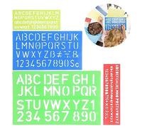 Buy-Simplicity® Set di 4 stencil per lettere piccoli - grandi per bambini | A-Z, 0-9 stencil riutilizzabili per lettere | dimensioni 0,7 cm - 3 cm lettere e numeri alfabeto