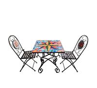 BUYBUY Kit 2 Sedie e Tavolo Quadrato in Ferro Battuto Mosaiko MOKIT024
