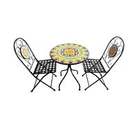 BUYBUY Kit 2 Sedie e Tavolo Rotondo in Ferro Battuto Mosaiko MOKIT026
