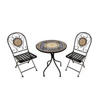 BUYBUY Kit 2 Sedie e Tavolo Rotondo in Ferro Battuto Mosaiko MOKIT040
