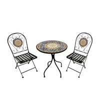 buybuy Kit 2 Sedie e Tavolo Rotondo in Ferro Battuto Mosaiko MOKIT040
