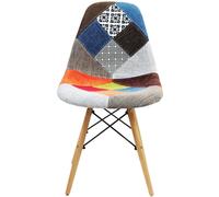 BUYBUY Kit 2 Sedie serie Picasso in PP con seduta in spugna ricoperta con stoffa in stile patchwork, piedi in legno di faggio e metallo KITPIC001