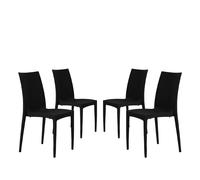 BUYBUY Kit 4 Sedie In Plastica Da Giardino E Da Esterno Stile Rattan Nero