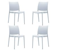 BUYBUY Kit 4 Sedie Roma in PP , robusta e moderna, impilabili Bianche KITROM001W