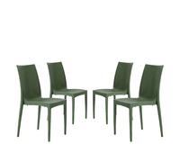 BUYBUY Kit 4 Sedie In Plastica Da Giardino E Da Esterno Stile Rattan Verde