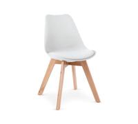 buybuy Kit Sedie GENOVA in PP con piedi in legno di faggio e metallo KITGEN001 (8, Bianco, 45x53x84)