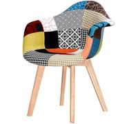 buybuy Poltroncina serie Picasso in PP con seduta in spugna ricoperta con stoffa in stile patchwork, piedi in legno di faggio Patchwork PIC006