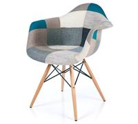 BUYBUY Poltroncina serie Picasso in PP Seduta in spugna ricoperta con stoffa Stile patchwork, piedi in faggio e metallo Colori freddi PIC015