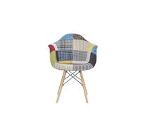 buybuy SET 2 Poltroncine serie Picasso in PP con seduta in spugna ricoperta con stoffa in stile patchwork, piedi in legno di faggio e metallo Patchwork