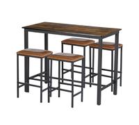 buybyroom Set di 5 tavoli da pranzo, tavolo da pranzo con 4 sedie, tavolo da pranzo e sedie in marmo, per sala da pranzo, cucina, soggiorno, 109 x 69 x 75 cm (nero)