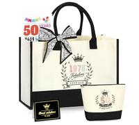 BuyCard 50° compleanno donna, set di tela con borsa per la spesa e beauty case, design retrò 1976, biglietto di auguri incluso