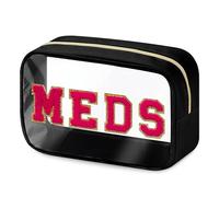 BuyCard Trousse in ciniglia trasparente con lettere per il trucco, da viaggio, in nylon e PVC, con cerniera, impermeabile, grande, trasparente, da viaggio, per donne e ragazze, MEDS-Nero, 1 pezzo