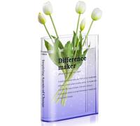 BuyCard Vaso a libro trasparente per fiori, vaso da fiori trasparente per l'arredamento della casa, creatore di differenze, regalo per motivare. (BK-TM-DM-PURPLE)