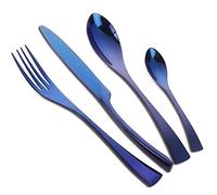 Buyer Star 4 pezzi Inox posate Set, Set di posate stoviglie in acciaio inossidabile Utensili Blu Nozze Festa Cucchiaio Cucchiaino Coltello e Forchetta
