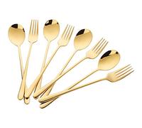 Buyer Star 8 Pezzi cucchiai e forchette in Acciaio Inossidabile Oro Cucchiaio forchetta di Dessert Spoon Fork Set