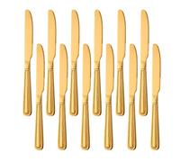 Buyer Star Coltelli da Dessert in Oro 12 Pezzi, Set di Posate in Acciaio Inossidabile 18/0 per Cucina Domestica e Ristorante, Set di coltelli