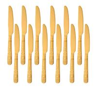 Buyer Star Coltelli da Pranzo da 12 Pezzi, Kit di Utensili in Acciaio Inossidabile Dorato, Set di Posate per Cucina Domestica e Ristorante