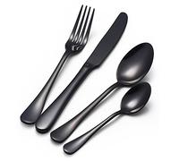 Buyer Star Inox Nero Set di Posate 16 Pezzi Posate in Acciaio Inossidabile coltelli e forchette Servizio da tavola per 4