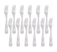 Buyer Star Mini forchette per insalata di antipasti per pasticcini per torte da tè, set di posate lucidate a specchio in acciaio inossidabile 18/0 (confezione da 12, argento)