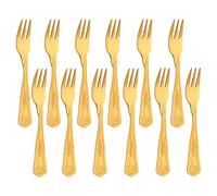 Buyer Star Mini forchette per tè da 12 pezzi, set di forchette in acciaio inossidabile dorato per antipasto per pasticceria, set di posate lucidate a specchio