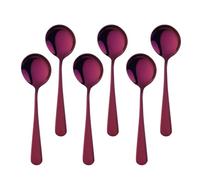 Buyer Star - Set di cucchiai da zuppa in acciaio inossidabile, 6 cucchiai rotondi da dessert, posate da 16 cm, per muesli, porridge, frutta, yogurt, lavabili in lavastoviglie (6, viola)