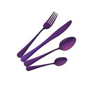 Buyer Star Set di posate 16 pezzi in acciaio inox viola posate utensili posate utensili da tavola per 4
