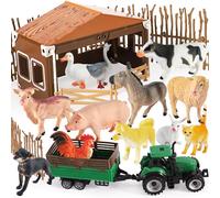 BUYGER Grande Animali della Fattoria Giocattoli per Bambini 3 + Anni, Set Figurine Animali Plastica con Fienile, Trattore Agricolo e Recinto, Giochi Animale Educativo Regalo di Natale per Bambino