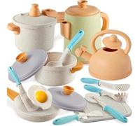 BUYGER Set Pentole e Padelle Giocattolo per Bambini, Accessori Cucina, Pentolini Gioco Bambini, Giochi di Imitazione per 3+ Anni Ragazzi Ragazze