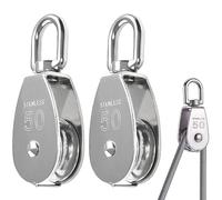 BUYGOO 2PZ Carrucola Puleggia Singola Blocco Carrucole M50/400KG, Puleggia Carrucola con Cuscinetti Girevole Carrucola Puleggia Blocco Puleggia Singola Puleggia Girevole Monoblocco Acciaio Inox 304