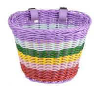 BUYGOO Cestino Intrecciato Bicicletta Anteriore Bambina con 2 Cinghie Pelle Cestino Bici Vimini Bicicletta per Bambini Accessori Bici per Bicicletta per Bambini Ragazzi e Ragazze Regolabili Rimovibili