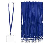 BUYGOO Cordino da Collo per Badge Blue 200 Pezzi Laccio da Collo con Clip Laccetto Collo Porta Badge Lacci Porta Badge con Lunghezza Personalizzata in Ufficio, Esposizione per Lavoratori, Studenti
