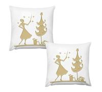 buyiikjd Christmas Magic FairyCopricuscini Per Divano 16 "x16 Cm in Peluche Morbido Con Cerniera Invisibile, Anti-Piega , Grigio , Per Camera Da Letto E Soggiorno Plush Pillow Case