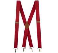 Buyless Fashion Bretelle Uomo 122 cm Cinghie Regolabili 3.17 cm a X -Ganci Metallici - 5119-Red