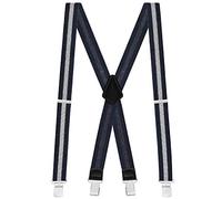 Buyless Fashion Bretelle Uomo - 122 cm Regolabili 3.81 cm Forma a X -Ganci Metallici - 5121-Navy-White